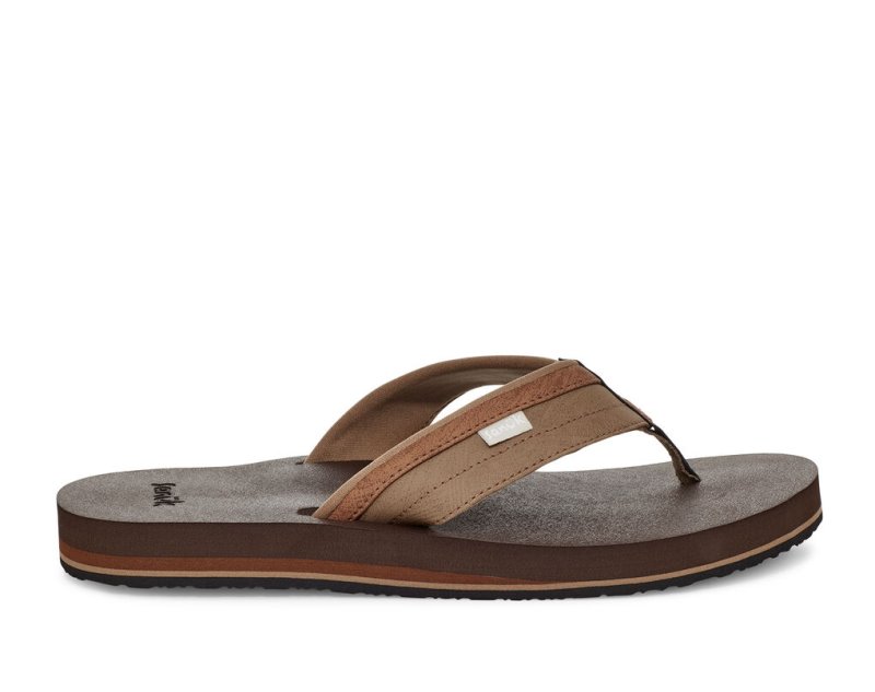 Sanuk Mens Ziggy Water-Friendly Brown Flip Flops | WOASDQ173